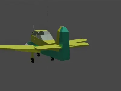 Low Poly Plane with propellers Free low-poly 3D model