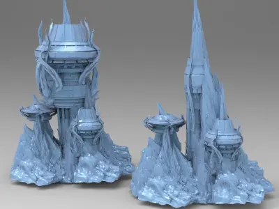 Cthulhu ocean Docks Gravity tower 2 designs  3D model