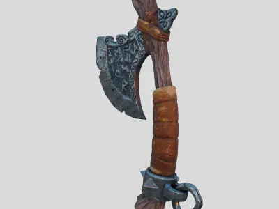 Fantasy Axe Low-poly 3D model 4
