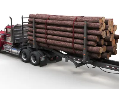 Kenworth W900A log truck Low-poly 3D model