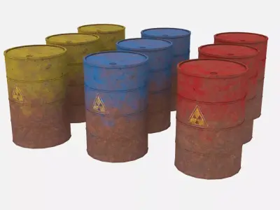 Old Rusty Metal Barrels 3D Model Pack