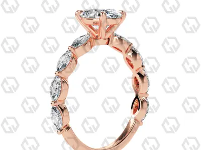 Ring 86 Oval Shape marquise on shanks with Gems 3D print model