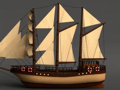 Old Sailing Boat Low-poly 3D model purchase