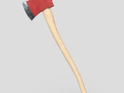 Fire Axe Low-poly 3D model 2