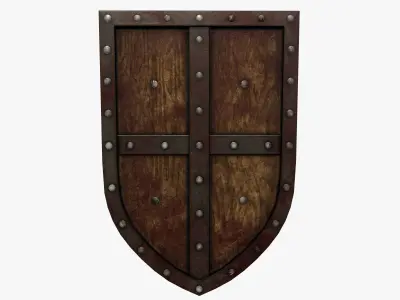 Wooden shield Low-poly 3D model 4