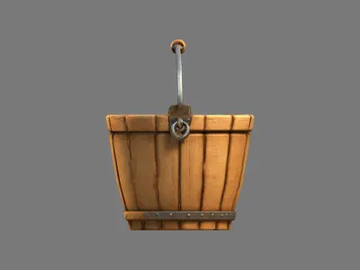 Wooden Bucket Low-poly 3D model