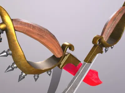 Knife 2 two swords Low-poly 3D model