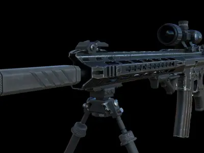 Square Silencer Low-poly 3D model