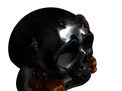 Industrial Locked Metal Skull Low-poly 3D model