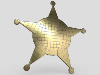 Sheriff Badge 3 Low-poly 3D model