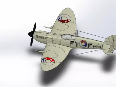 SolidWorks Spitfire Fighter Plane WWII Aircraft 3D Model 3D print model