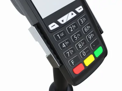 Universal Credit Card POS Terminal 02 with Stand 3D model
