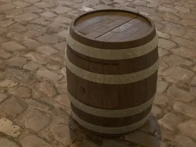 Wooden Barrel Realistic 3D Low-poly 3D model
