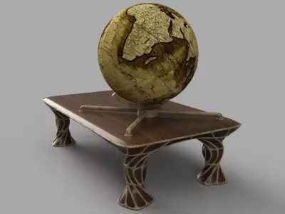 table globe on wooden 3D model
