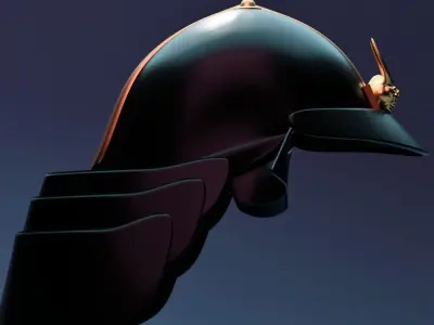 Samurai Helmet - Kabuto - Oni Ornamental - Edo - Black Gold Low-poly 3D model
