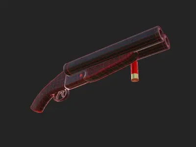 Double barrel short shotgun  Low-poly 3D model