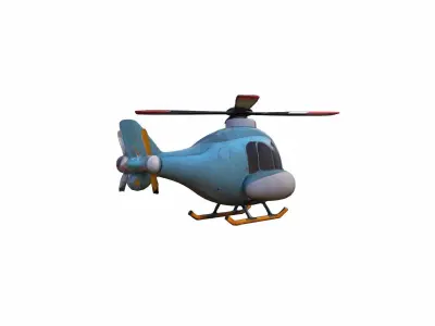 Square Crop Of Helicopter Flying In Sky 3d Render 3D model