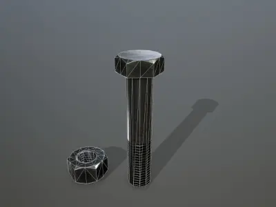 Bolts screw and nut Low-poly 3D model