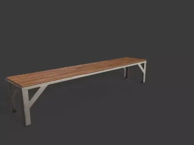 Flat Bench Low-poly 3D model