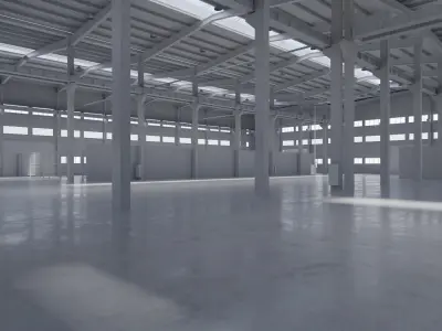 Factory Hall Interior 5 Low-poly 3D model