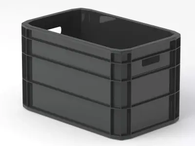 Portable Plastic Crate Black 3D model