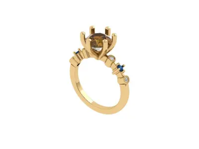 Round stone antique Ring 3D print model