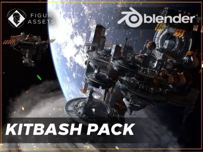 Sci Fi SPACE STATION Kitbash - 3D Kitbash Asset Pack Low-poly 3D model