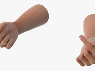 Male Hand Pair with Finger Heart Gesture 3D model