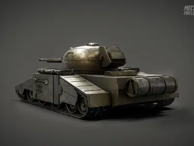 UE4 Game-ready  - PBR Dieselpunk Tank Low-poly 3D model
