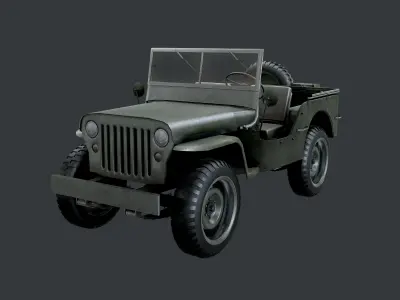 WW2 Willys Jeep Vehicle Game Ready Low Poly Low-poly 3D model