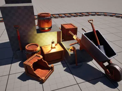 Stylized Mine Props Pack Low-poly 3D model