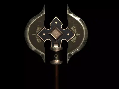 Metal Fantasy Axe Low-poly 3D model