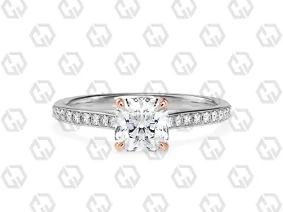 Ring 60 Radiant shape pave setting ring with gems 3D print model