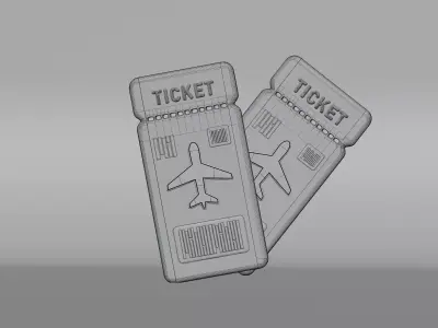 Airplane flight ticket booking Low-poly 3D model