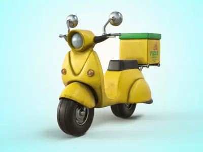 Cartoon Vespa Pizza Delivery  Low-poly 3D model