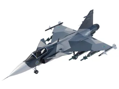SAAB JAS-39 Gripen Low-poly 3D model