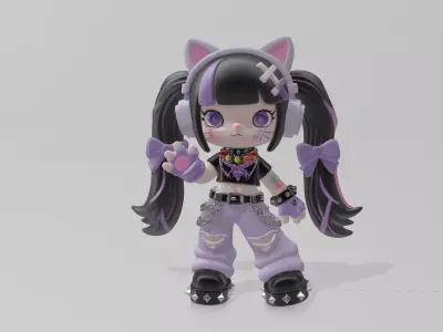 Cyber - Kitty Punk 3D Model 3D model