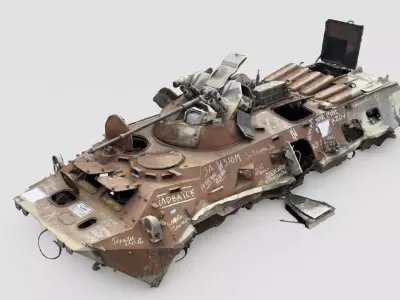 Destroyed BTR-80 wheeled amphibious armoured personnel carrier 3D model order