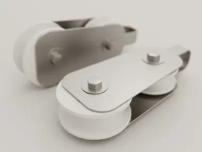 block two stainless steel pulleys 3D model