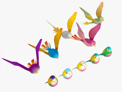 Cartoon Birds -LOW POLY Low-poly 3D model