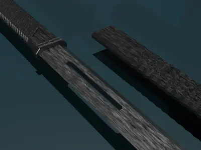 game ready low poly sword samurai Free 3D model