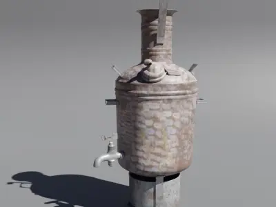 Low Poly 3d Boiler in Indian Tea Shops Low-poly 3D model