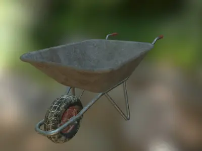 Wheelbarrow Low-poly 3D model 4
