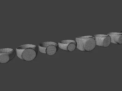8 Power Rings Set - Lantern Corps Style 3D Print Ready Low-poly 3D model