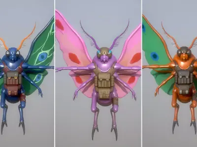 Stylized Military Fly Game-Ready Low-poly 3D model