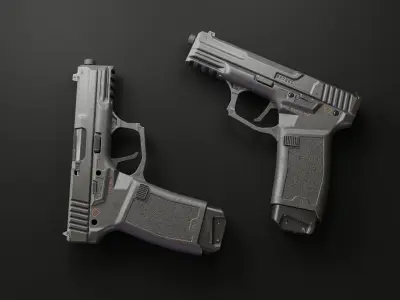 Handgun MK2 lowpoly Low-poly 3D model