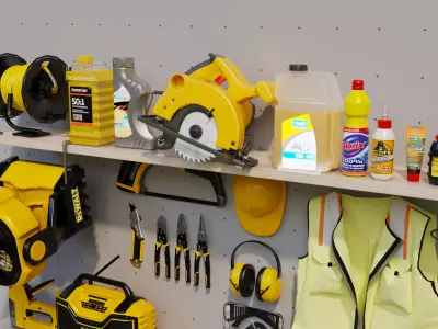 Complete Workshop Garage Tool Wall Organizer Set  3D model