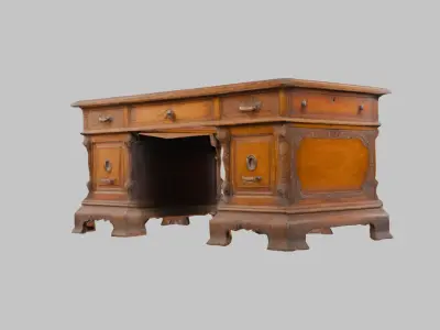 Victorian Style Low Poly Desk Model Low-poly 3D model