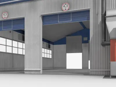 Factory Facility UralSpetsTrans Simplified Rigged 3D model