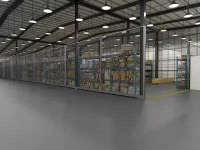 Modern industrial warehouse logistics interior 3D model